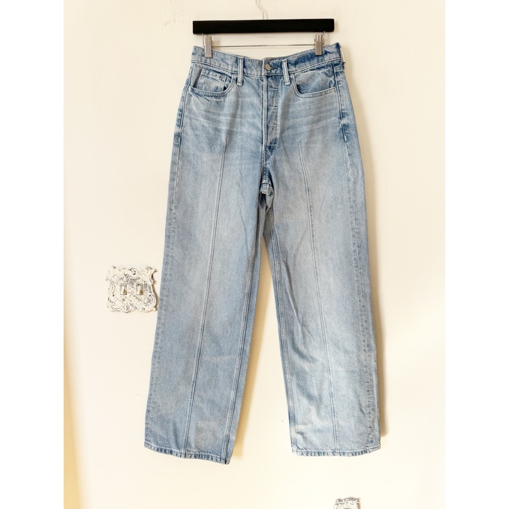 NWT BANANA REPUBLIC THE PINTUCK JEAN Wide High Rise in Light Wash 29 - Picture 6 of 12